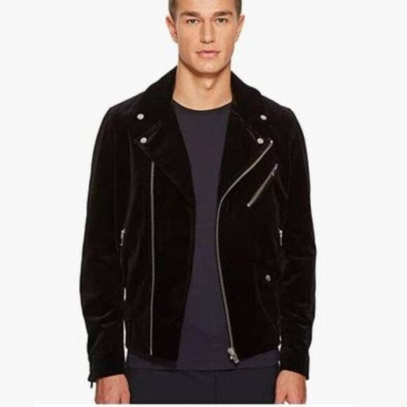 BNWT Zara Man Black Velvet Full-Zip Moto Jacket, Size M - Picture 4 of 6